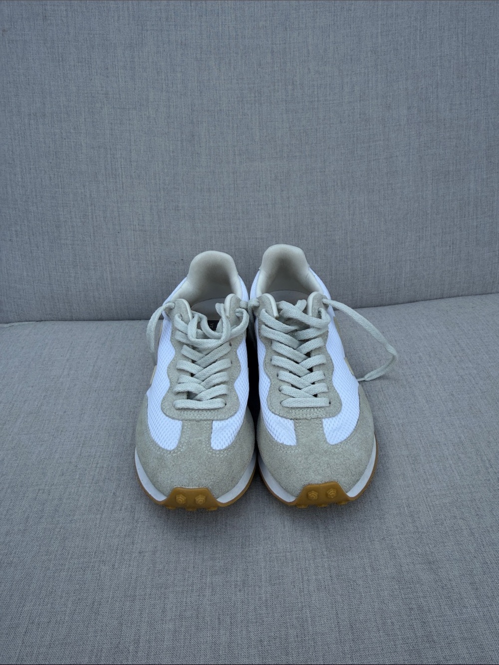 Veja White and Beige Retro Runner Sneakers